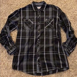 5/$20 Michael Brandon black plaid Button Down